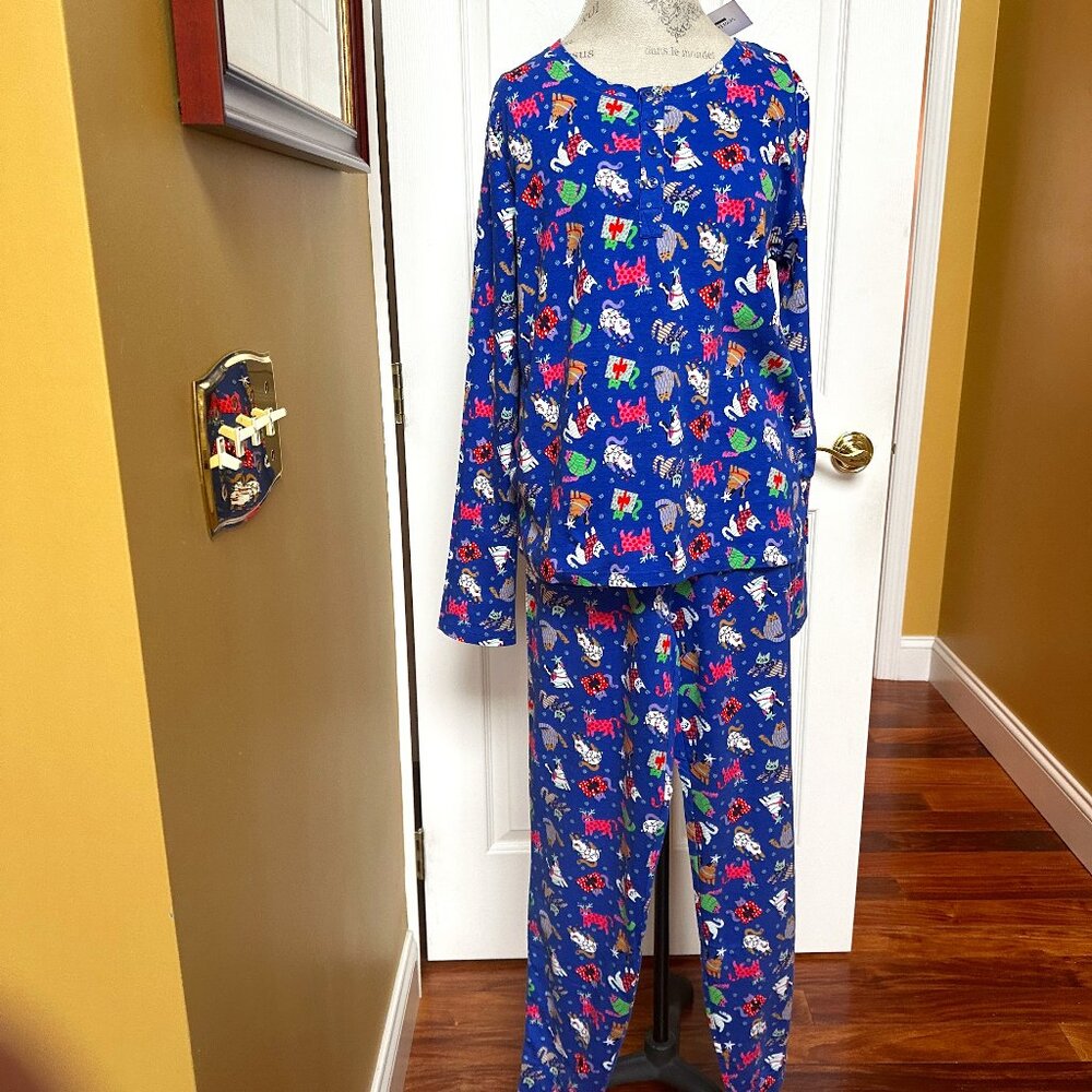VERA BRADLEY CATNIP CHRISTMAS HENLEY JOGGER PAJAMAS:NWT MEDIUM
